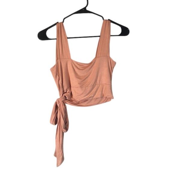 Final Touch Blush Pink Sleeveless Side Knot Tie Cropped Top Women Sz S - Picture 2 of 7